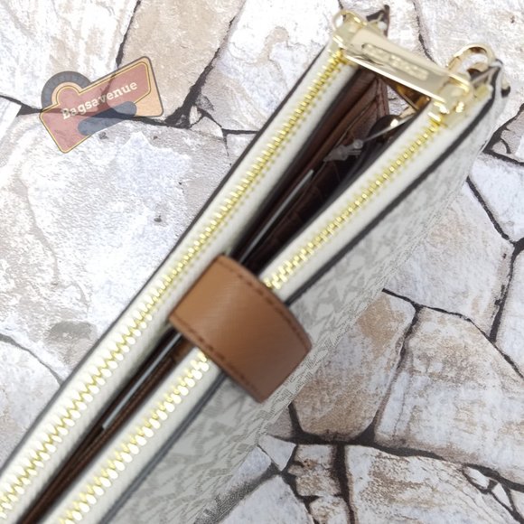 #bagsavenue jet set travel large double zip wristlet vanilla new michael kors - Picture 4 of 6